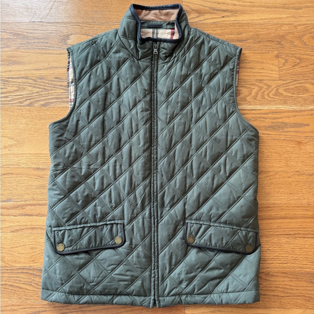 Brooks Brothers Men's Diamond Quilted Green Vest Size Large